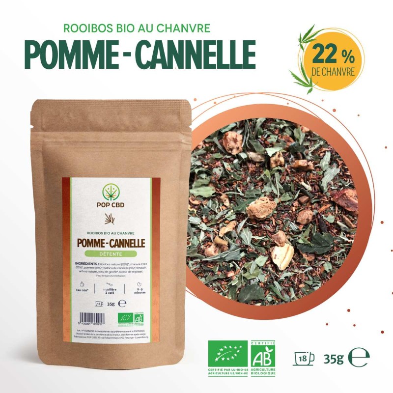 Tisane CBD bio rooibos pomme cannelle | POP CBD