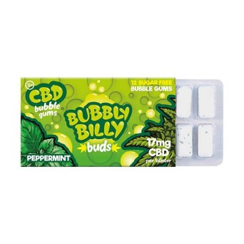 Chewing-gum CBD 17mg menthe poivrée | Bubbly Billy (Carton d'affichage (24 blisters))