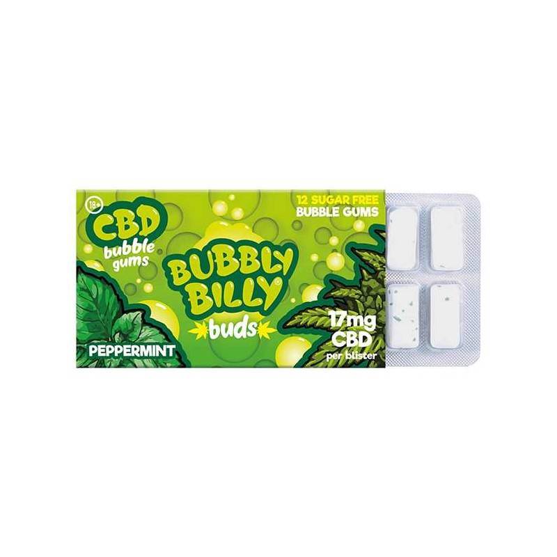 Chewing-gum CBD 17mg menthe poivrée | Bubbly Billy (Carton d'affichage (24 blisters))