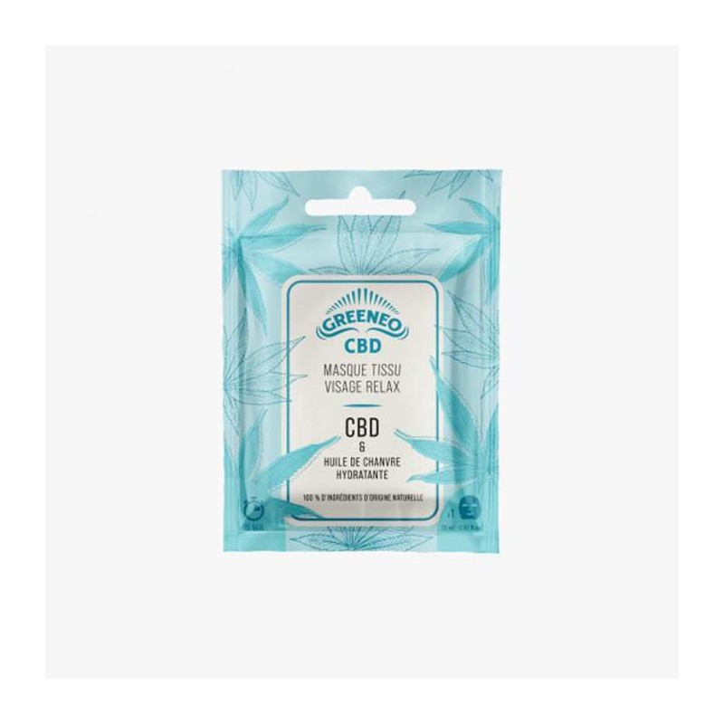 Masque tissu relaxant visage CBD | Greeneo Masque tissu relaxant visage CBD | Greeneo