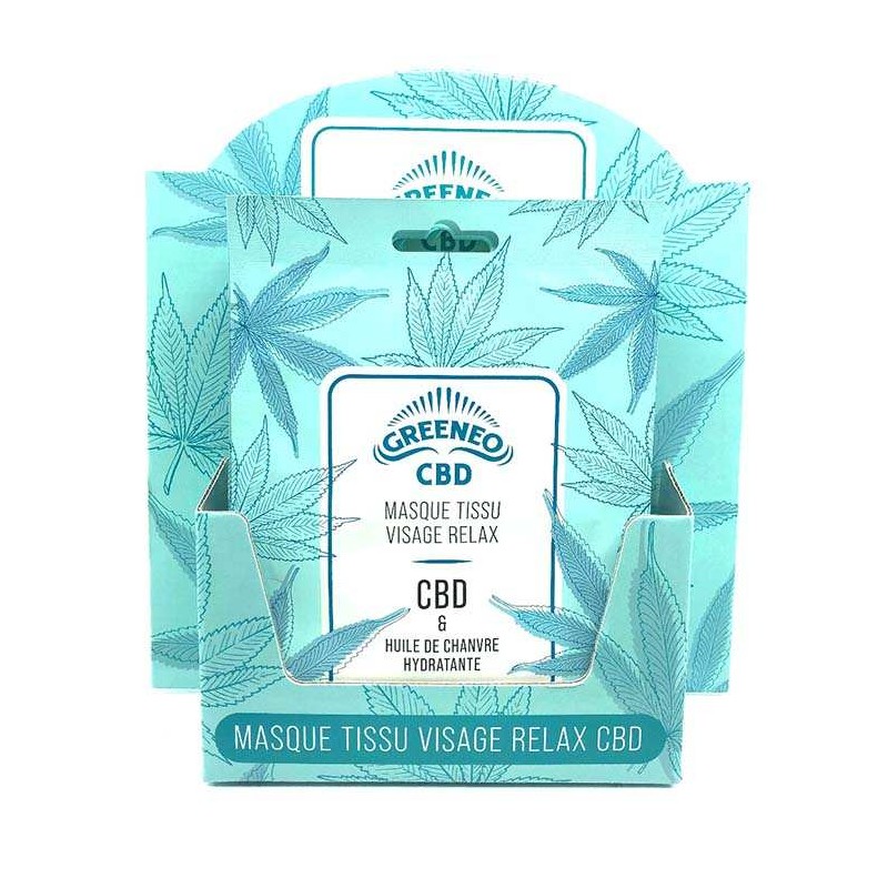 Masque tissu relaxant visage CBD | Greeneo Masque tissu relaxant visage CBD | Greeneo