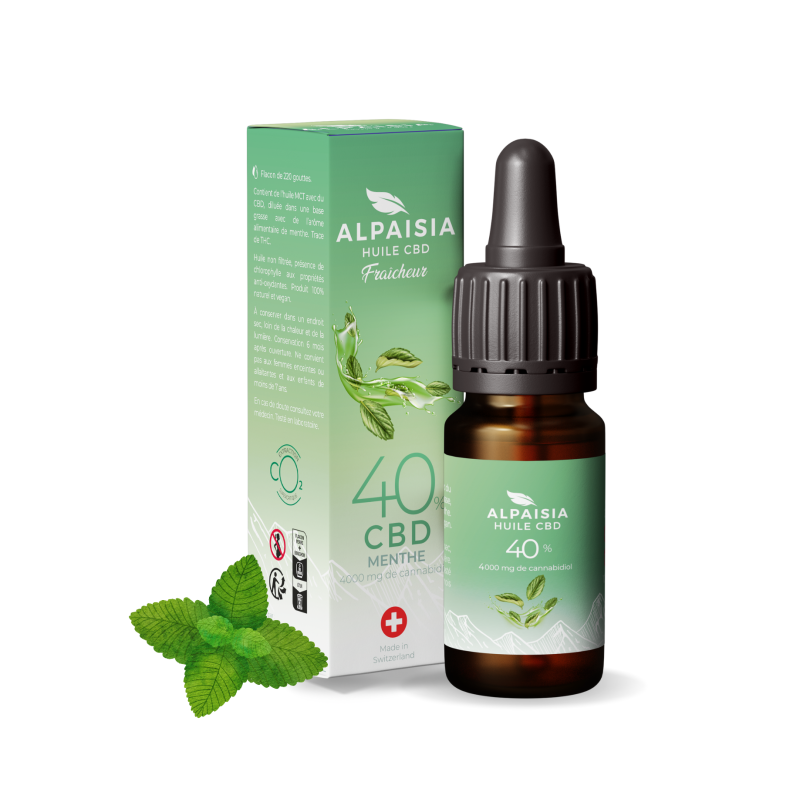 Huile CBD 40% broad spectrum menthe | ALPAISIA