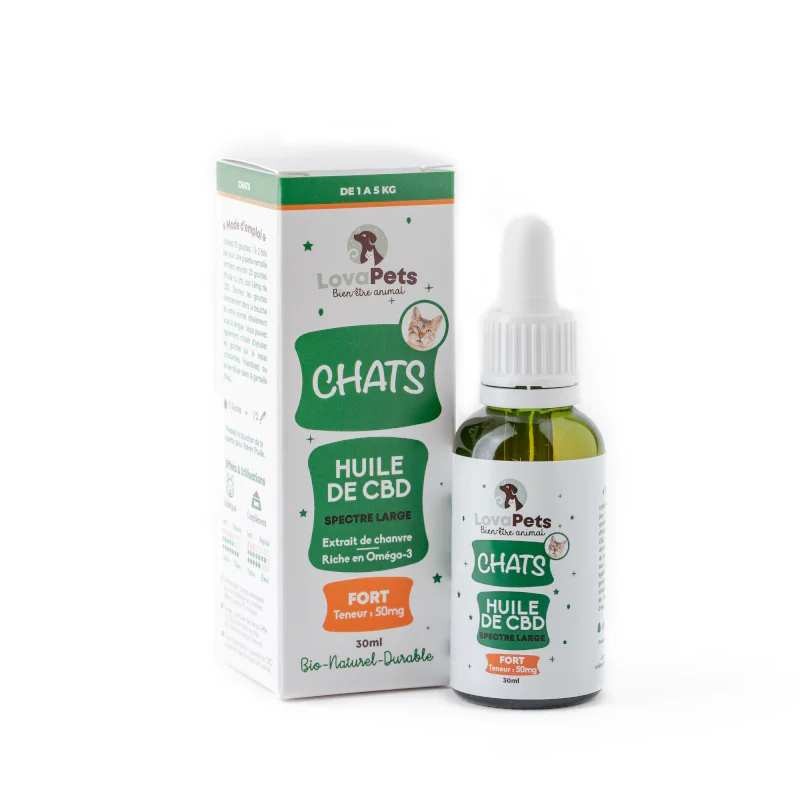 Huile CBD 50mg broad spectrum chat | Lovapets