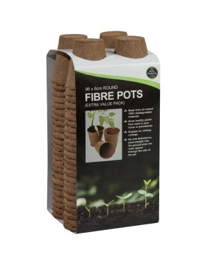 96 pots ronds en fibre de 6 cm (pack extra value)