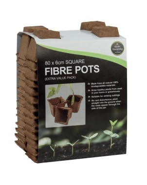 80 pots carrés en fibre de 6 cm (pack extra value)