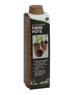 24 pots ronds en fibre de 6 cm