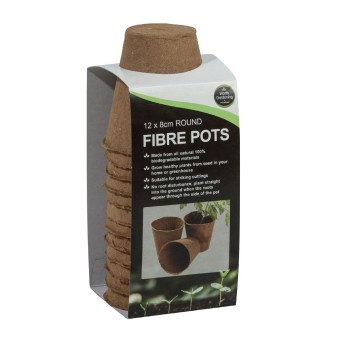 12 pots ronds en fibre de 8 cm