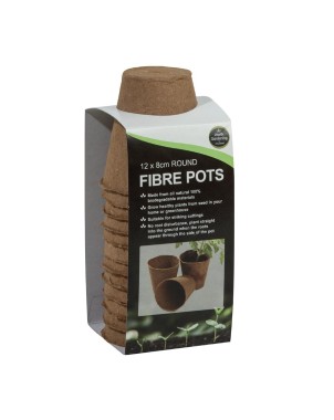 12 pots ronds en fibre de 8 cm