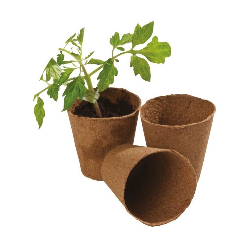 12 pots ronds en fibre de 8 cm