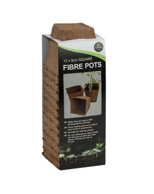 12 pots carrés en fibre de 8 cm