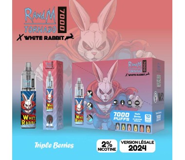 White Rabbit x RandM Tornado 7000 Blue Razz Cherry