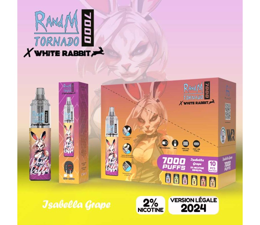 White Rabbit x RandM Tornado 7000 Isabella Grape