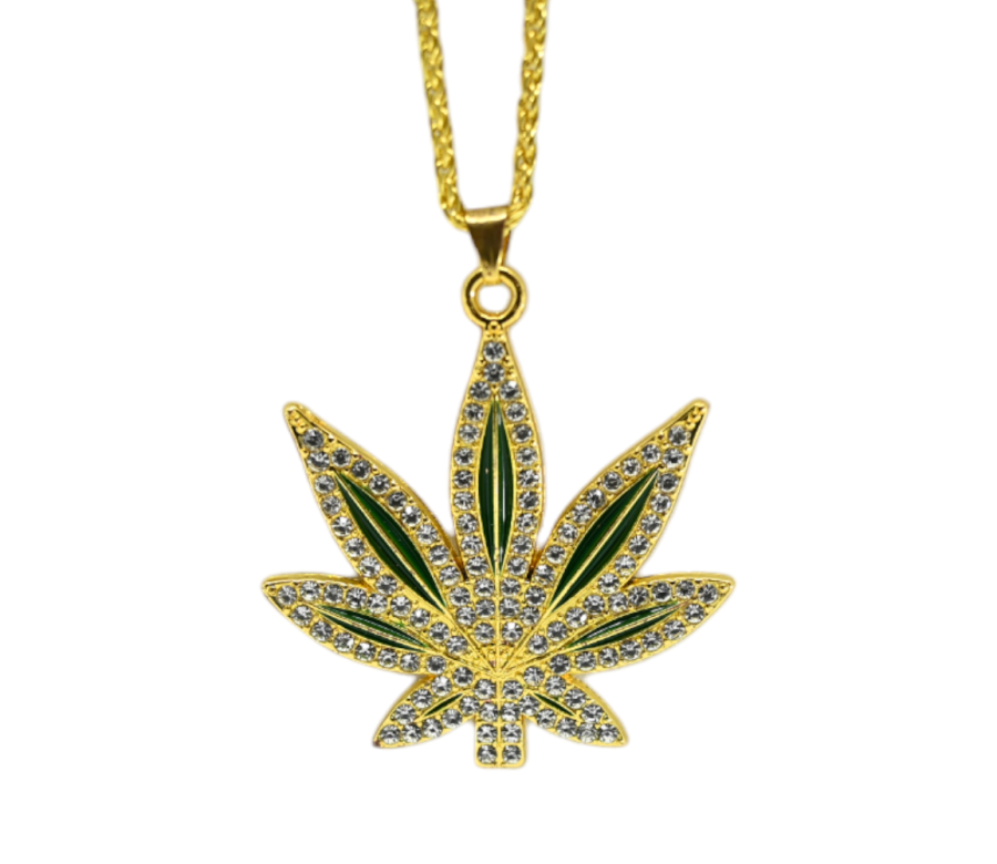 Collier Pendentif Feuille de Cannabis Doré Collier Pendentif Feuille de Cannabis Doré