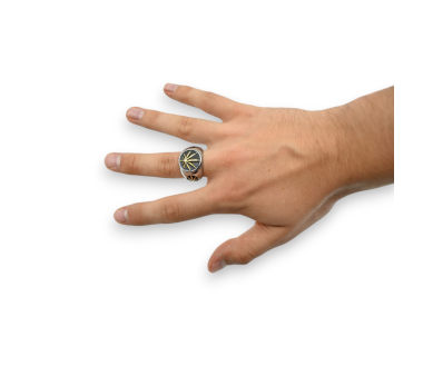 Bague Chevalière Cannabis Argent et Or