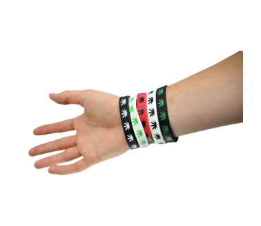 Lot de 5 bracelets silicone cannabis CBD