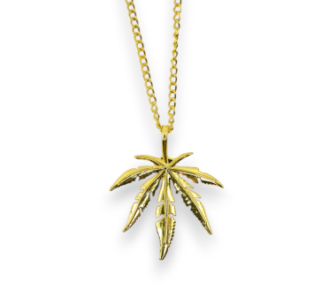 Collier Feuille de Cannabis Doré