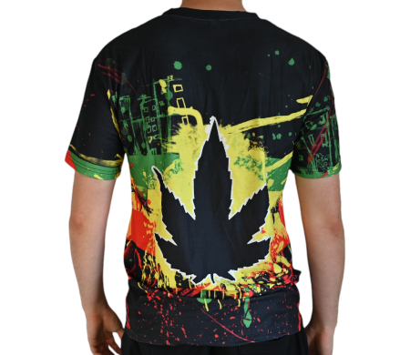 T-shirt Cannabis Rasta peinture (L)
