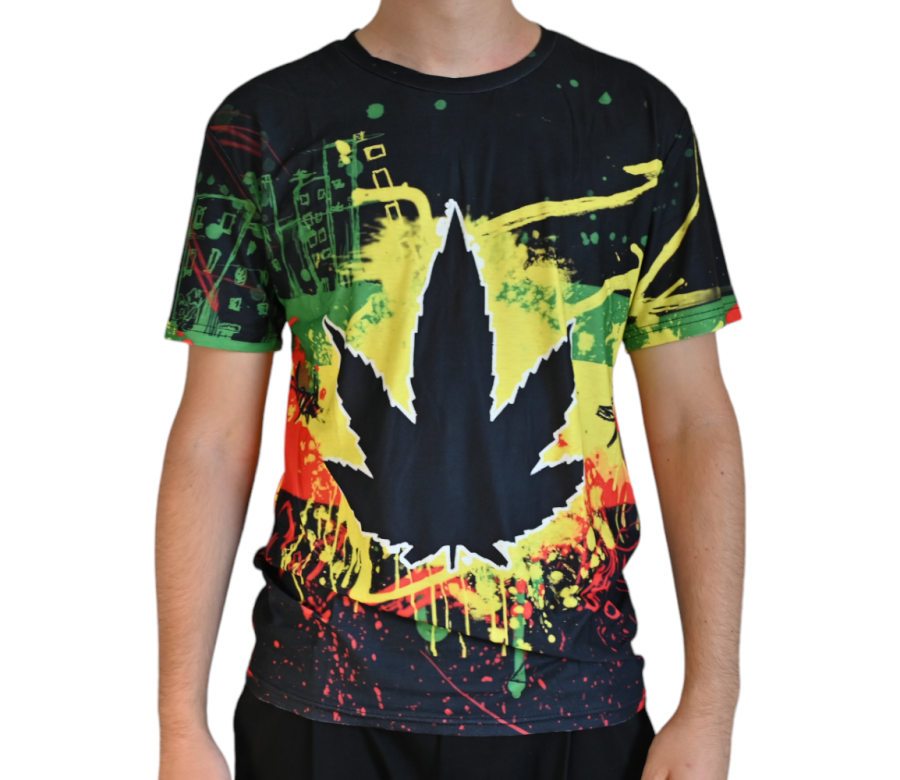 T-shirt Cannabis Rasta peinture (XL)