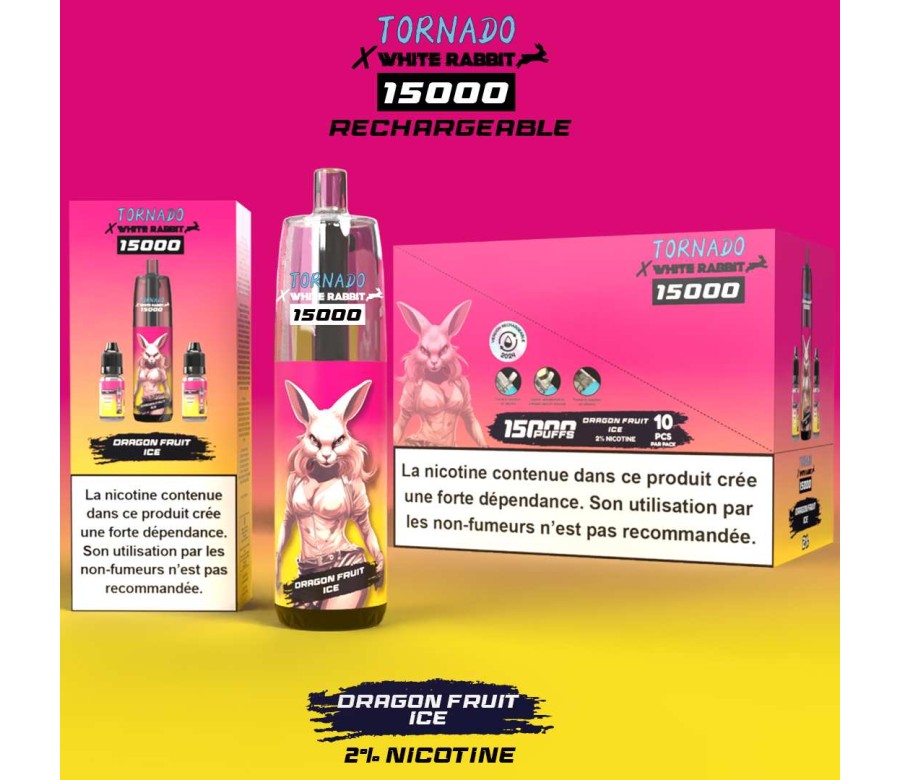 Puff WHITE RABBIT x TORNADO 15000 Dragon Fruit Ice Puff WHITE RABBIT x TORNADO 15000 Dragon Fruit Ice