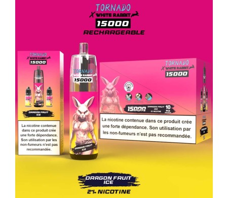 Puff WHITE RABBIT x TORNADO 15000 Dragon Fruit Ice