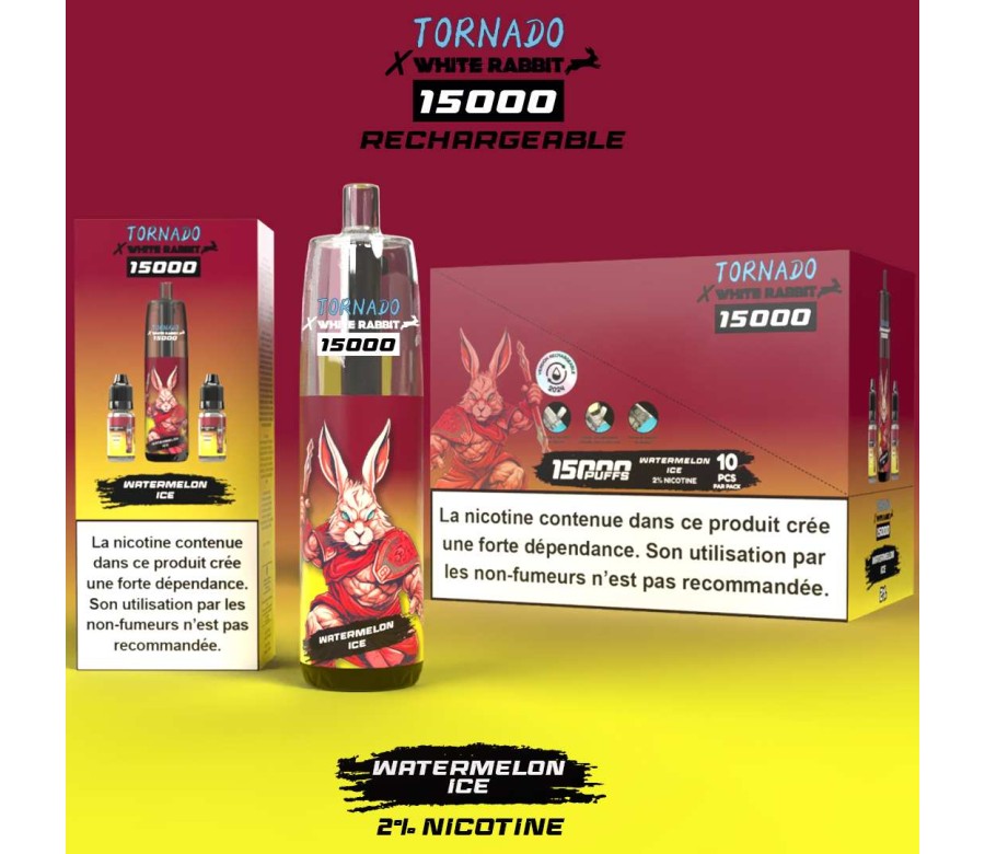Puff WHITE RABBIT x TORNADO 15000 Watermelon Ice