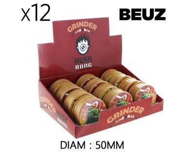 Boîte de 12 Grinders en chanvre Beuz Buds biodégradable marron 50mm