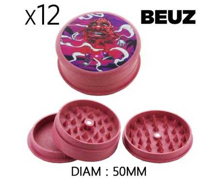 Boîte de 12 Grinders en chanvre biodégradable Rose Bloodybud 50mm