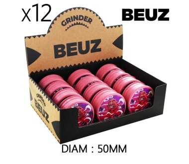 Boîte de 12 Grinders en chanvre biodégradable Rose Bloodybud 50mm