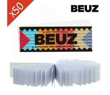 Boîte 50 Carnets Filtres Slim Tips Carton Blanc BEUZ