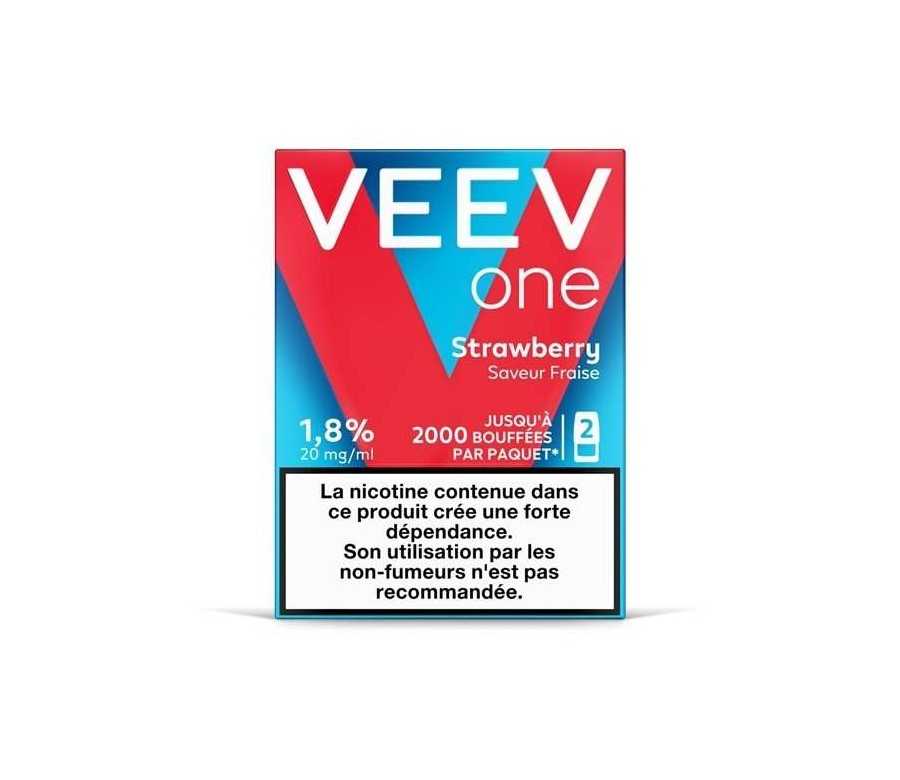 Paquet de 2 Pods pre-remplis Veev One Strawberry - Saveur Fraise (09 mg/ml)