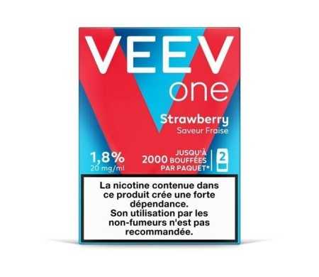 Paquet de 2 Pods pre-remplis Veev One Strawberry - Saveur Fraise (09 mg/ml)