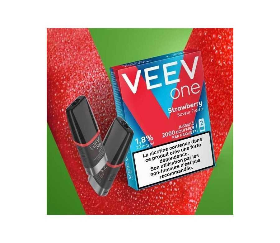 Paquet de 2 Pods pre-remplis Veev One Strawberry - Saveur Fraise (09 mg/ml)