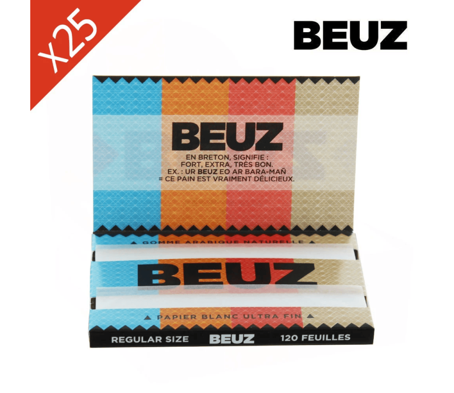 Boite de 25 Carnets Feuilles à rouler BEUZ Blanc Regular Boite de 25 Carnets Feuilles à rouler BEUZ Blanc Regular