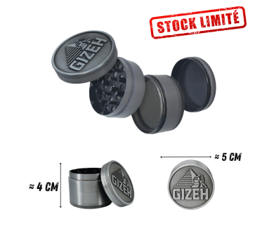 Grinder Gizeh Métal 4 Parties - Broyeur Épices et Herbes avec Raclette