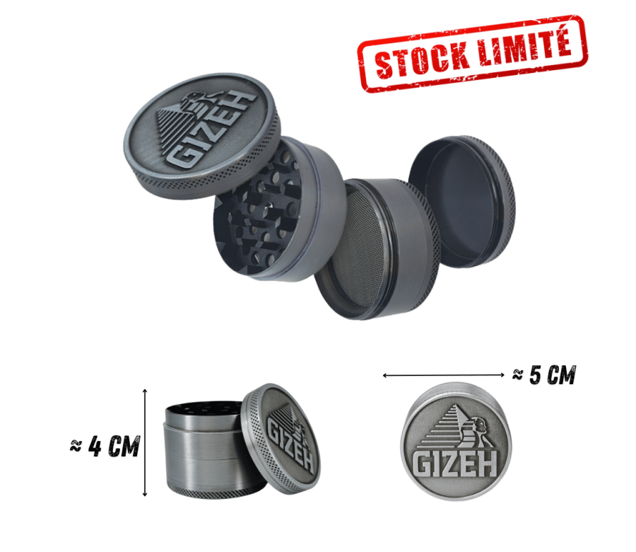 Grinder Gizeh Métal 4 Parties - Broyeur Épices et Herbes avec Raclette Grinder Gizeh Métal 4 Parties - Broyeur Épices et Herbes avec Raclette