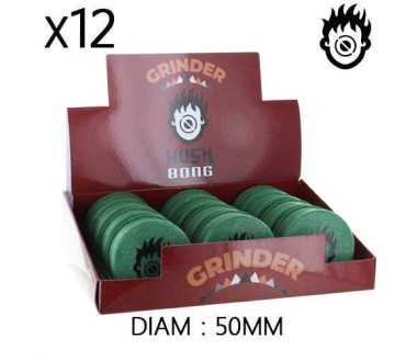 Boîte de 12 Grinders en chanvre 50 mm Kush Bong Green Organic