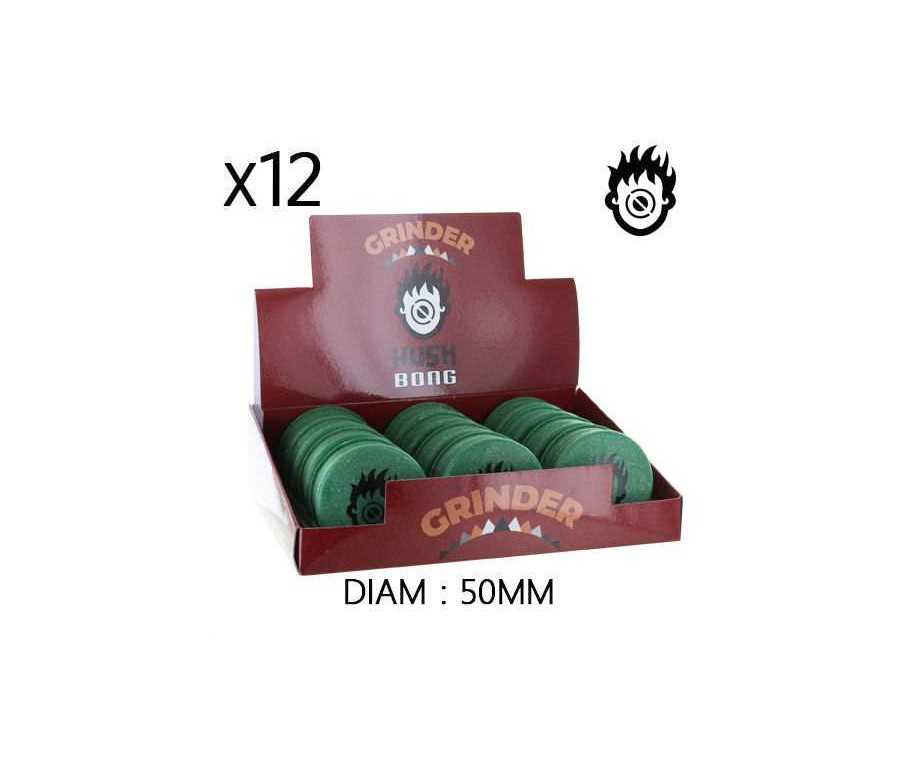 Boîte de 12 Grinders en chanvre 50 mm Kush Bong Green Organic
