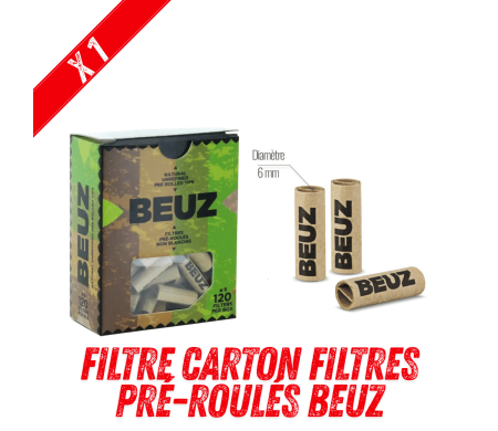 Filtre Carton Beuz - 120 Filtres Pré-Roulés 6mm