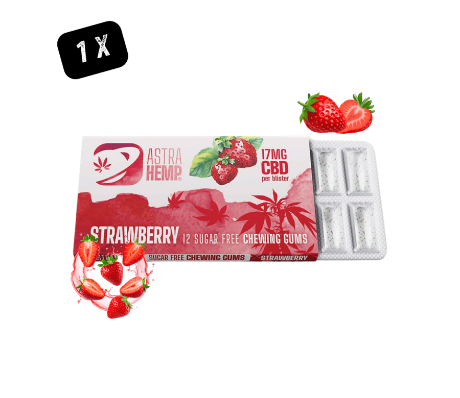 Chewing Gum Astra Hemp CBD 17mg Fraise - Pack 12 Pièces Chewing Gum Astra Hemp CBD 17mg Fraise - Pack 12 Pièces