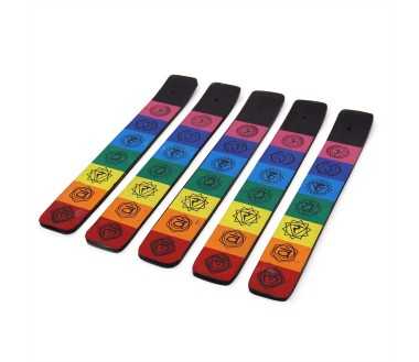 Porte-Encens 7 Chakras Coloré | Bois de Manguier 26cm | Spiritualité