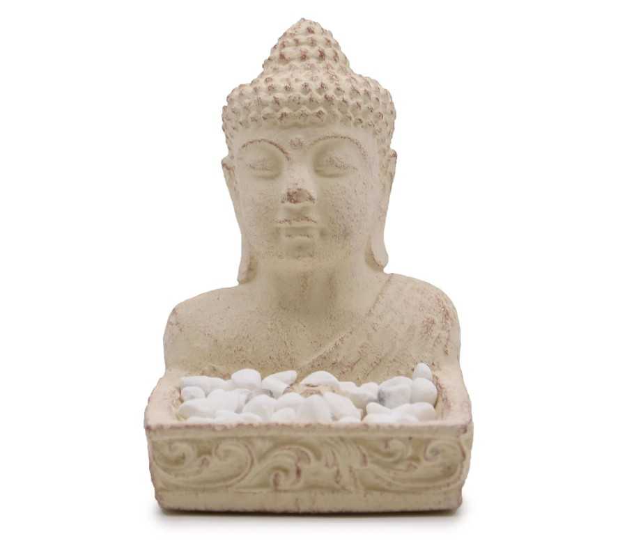 Brûleur d'Encens Buddha Feng Shui Crème | Porte-Encens Béton 15cm