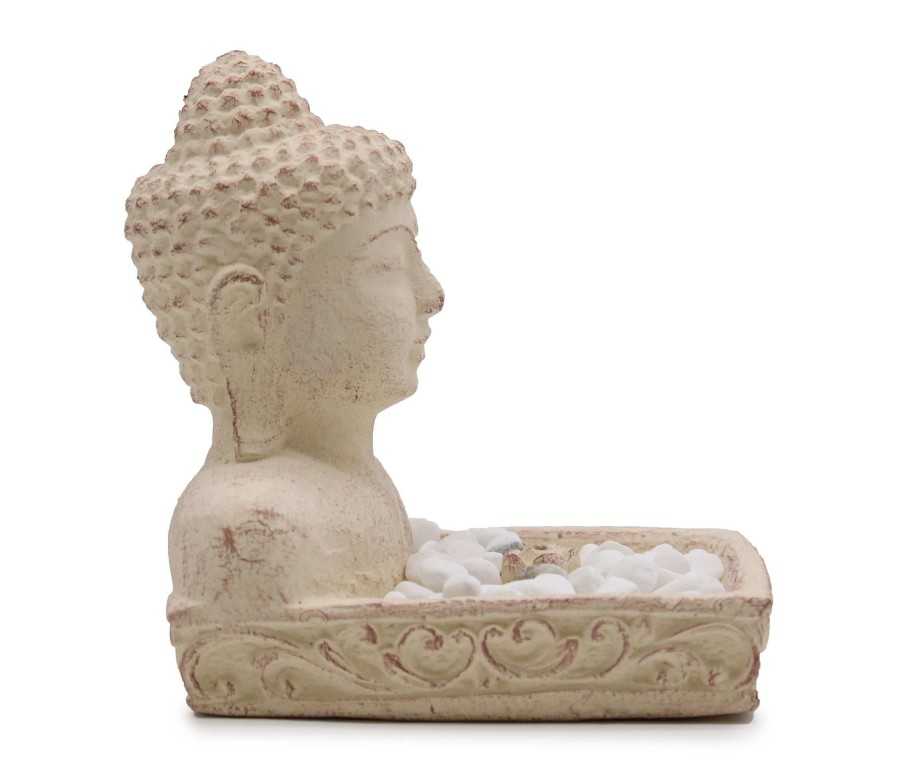 Brûleur d'Encens Buddha Feng Shui Crème | Porte-Encens Béton 15cm