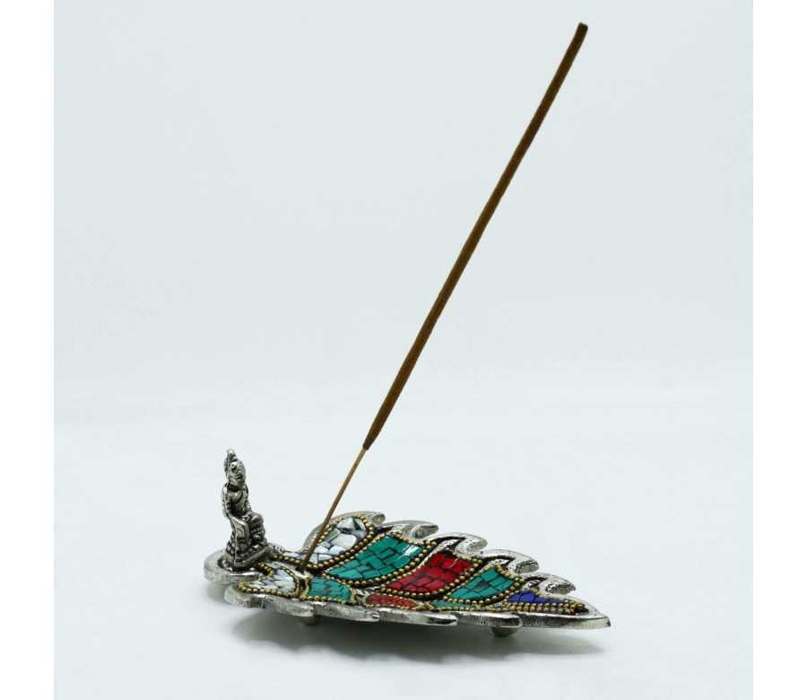 Porte-Encens Tibétain Feuille Bouddha | Décor Spirituel Authentique