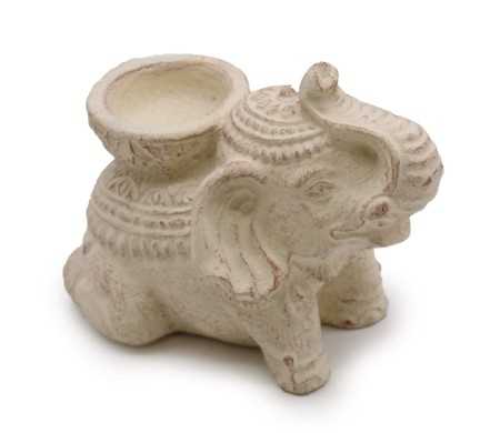 Porte-Encens Éléphant Béton Crème 14cm | Brûleur Encens et Bougie