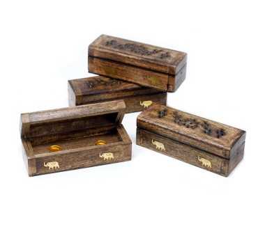 Boîte Encens Cônes Bois Manguier 15cm | Porte-Encens Artisanal Indien