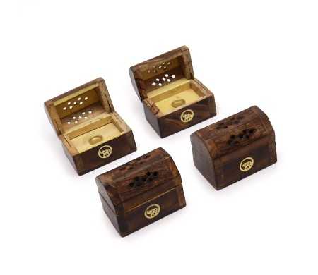 Mini Boîte Brûleur Cônes d'Encens Bois de Manguier | Porte-encens Artisanal