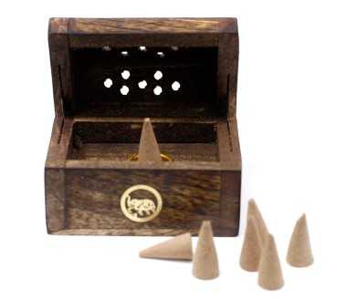 Mini Boîte Brûleur Cônes d'Encens Bois de Manguier | Porte-encens Artisanal