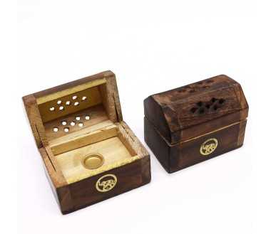 Mini Boîte Brûleur Cônes d'Encens Bois de Manguier | Porte-encens Artisanal