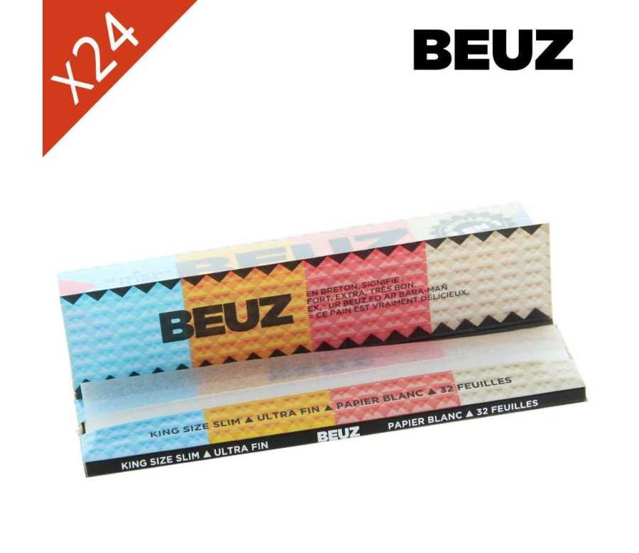 Boite de 24 carnets Beuz Blanc Slim King Size + Filtres