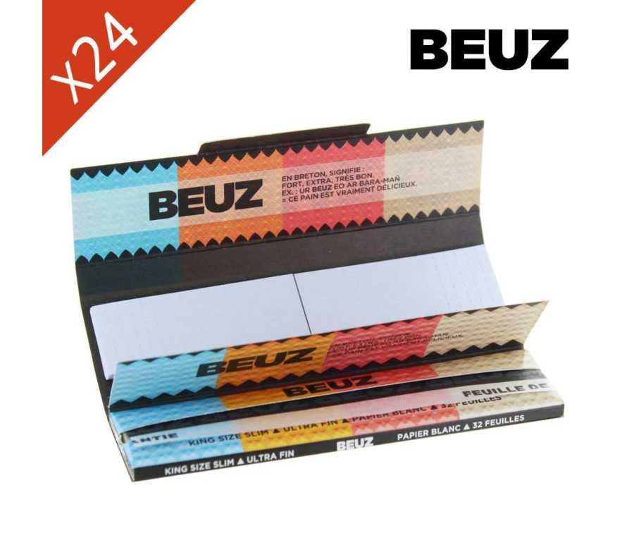 Boite de 24 carnets Beuz Blanc Slim King Size + Filtres